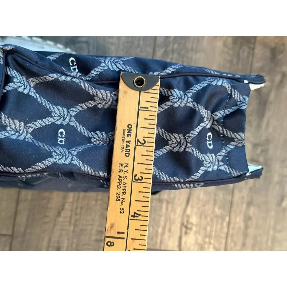 Vintage Christian Dior Blue & white nautical Pouch Make Up toiletry Bag travel - Picture 16 of 16